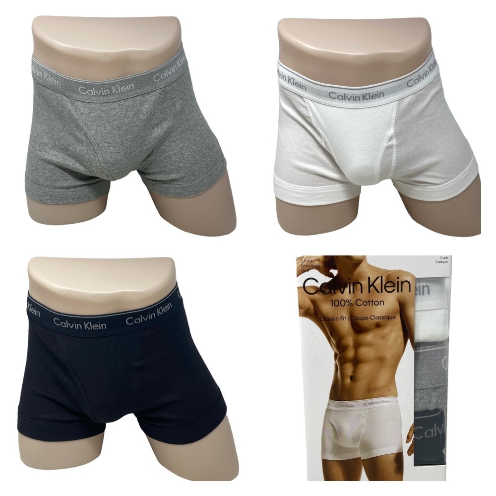 Calvin Klein Cotton Classic Trunk 3Pack Underwear Men White Gray Black NB4002900